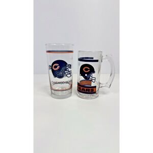 Vintage Chicago Bears NFL Glass Beer Mug Stein & Pint Glass Collectible Football